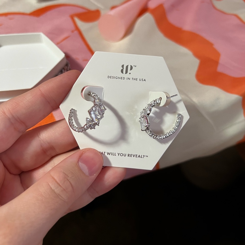 Solid Sterling Sliver Half Hoops Ear Rings